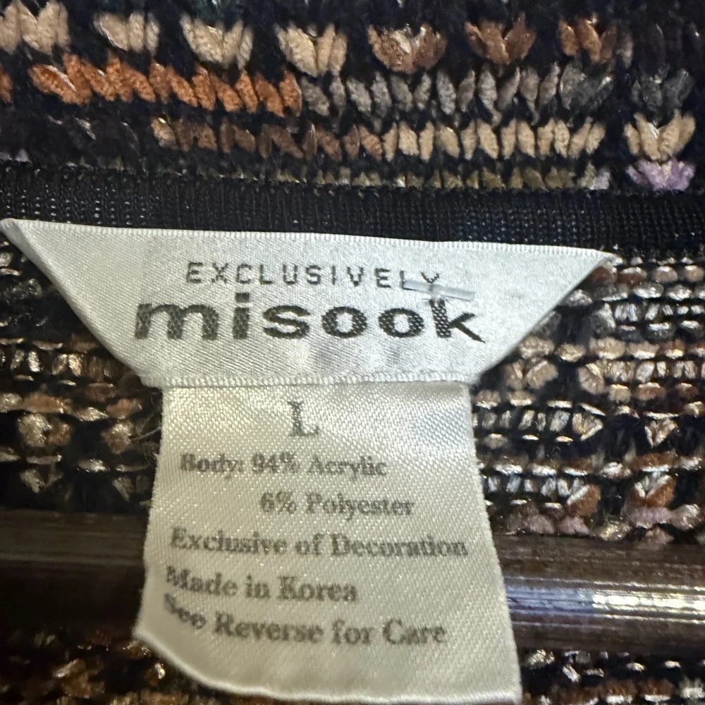 Misook Black and Gold Patterned Women's Blazer Sweater - Picture 4 of 8